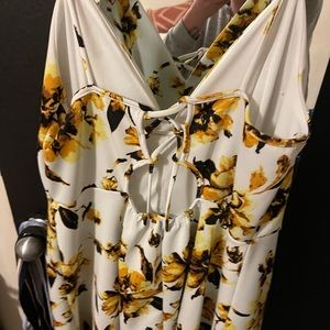 Thin strap floral dress with corset ties in back
